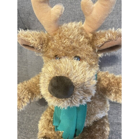 Vintage GUND Muldoon 4780 Brown Deer  Plush Stuffed Toy 20” Green Scarf RARE - Picture 2 of 7